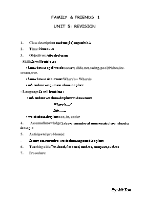 Giáo án Tiếng anh lớp 4 - Unit 5 Revision